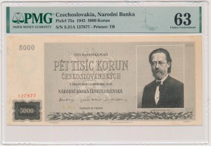 Czechoslovakia, 5.000 Korun 1945 - PMG 63