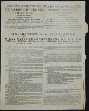 Towarzystwo Drogi Żelaznej Warszawsko-Wiedeńskiej, 4% obligacja 1.000 marek 1901, seria XI