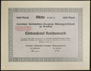 Breslau, Czernitzer Steinkohlen Bergbau AG, 1 000 marks 1914