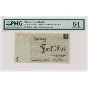 5 Mark 1940 - orange serial number - PMG 64 - cardboard paper