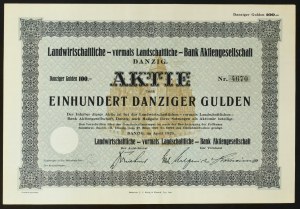 Danzig, Landwirtschaftliche Bank AG, 100 guilders, 1929