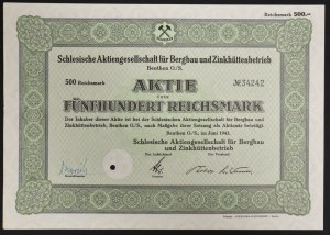 Bytom, Schlesische AG für Bergbau und Zinkhüttenbetrieb, 500 marek 1943