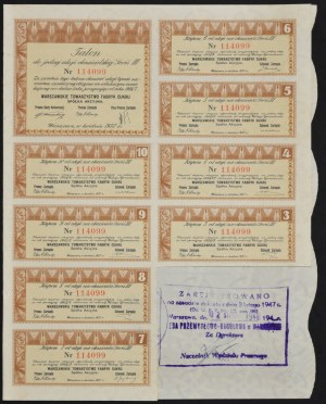 Warszawskie Towarzystwo Fabryk Cukru S.A., 100 zł 1937