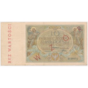 10 złotych 1929 - WZÓR - Ser.DC. - z późniejszym nadrukiem