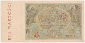 10 złotych 1929 - WZÓR - Ser.DC. - z późniejszym nadrukiem