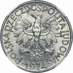 5 złotych 1974 Rybak - NGC MS64