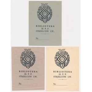 Set, Second Polish Republic, Ex Libris 38th Lviv Riflemen Infantry Regiment (3 pcs.)