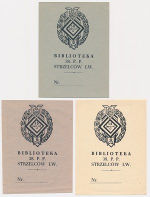 Set, Second Polish Republic, Ex Libris 38th Lviv Riflemen Infantry Regiment (3 pcs.)