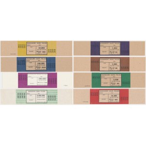 Zestaw, banderole od paczek PRL, 10-50.000 złotych (8 szt.)