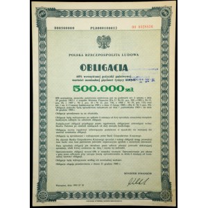 60% Wewnętrzna Pożyczka Państwowa 1989, obligacja 500.000 zł