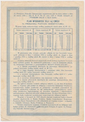 3% Premium Investment Loan 1935, Issue I, temporary certificate PLN 100.