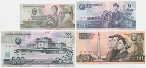 North Korea, set 1-500 Won 1992-2007 (4 pcs.)