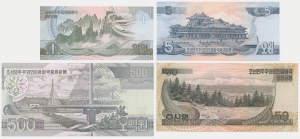 North Korea, set 1-500 Won 1992-2007 (4 pcs.)