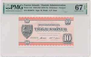 Faroe Islands, 10 Kronur (1970-72) - PMG 67 EPQ