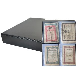 Zestaw papierów wartościowych i banknotów w klaserze Leuchtturm