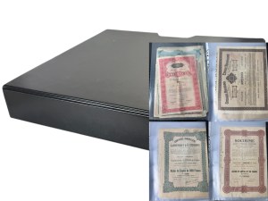 A set of securities and banknotes in a Leuchtturm binder