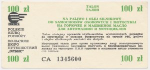 Talon na paliwo i olej silnikowy, 100 zł