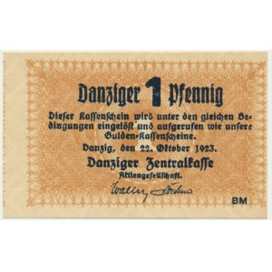 Gdańsk, 1 fenig 1923 - Październik - przesunięty druk