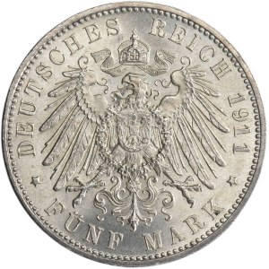 Germany, Bavaria, Regent Luitpold, 5 Mark Munich 1911 D