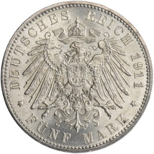 Germany, Bavaria, Regent Luitpold, 5 Mark Munich 1911 D