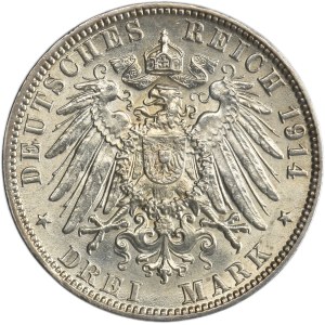 Germany, City of Hamburg, 3 Mark Hamburg 1914 J
