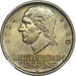 Germany, Weimar Republic, 5 Marek Berlin 1929 A - Gotthold Lessing - NGC MS65
