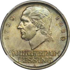 Germany, Weimar Republic, 5 Marek Berlin 1929 A - Gotthold Lessing - NGC MS65