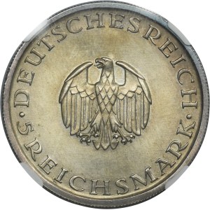 Germany, Weimar Republic, 5 Marek Berlin 1929 A - Gotthold Lessing - NGC MS65
