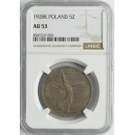 Nike, 5 złotych Warszawa 1928 - NGC AU53