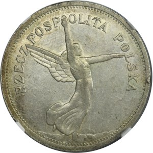 Nike, 5 złotych Bruksela 1928 - NGC AU DETAILS