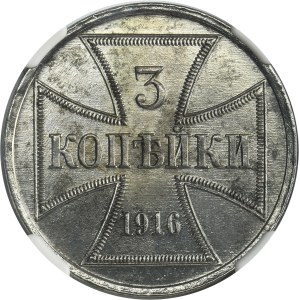 Ost, 3 kopiejki Berlin 1916 A - NGC UNC DETAILS