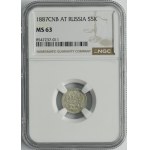 Russia, Alexander III, 5 Kopeck Petersburg 1887 СПБ АГ - NGC MS63