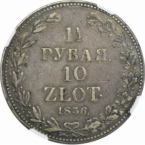 1 1/2 rubla = 10 złotych Warszawa 1836 MW - NGC XF40