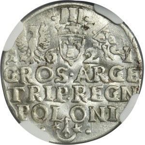 Zygmunt III Waza, Trojak Kraków 1621 - NGC AU DETAILS