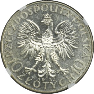 Głowa Kobiety, 10 złotych Warszawa 1932 - NGC MS60