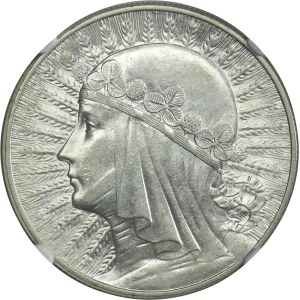 Głowa Kobiety, 10 złotych Warszawa 1932 - NGC AU58