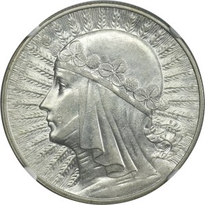 Głowa Kobiety, 10 złotych Warszawa 1932 - NGC AU58