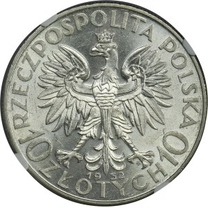 Głowa Kobiety, 10 złotych Warszawa 1932 - NGC AU58