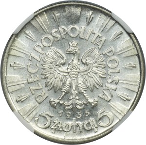 Piłsudski, 5 złotych 1935 - NGC MS64