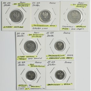 Zestaw, DESTRUKT, 10-50 groszy i 1 złoty (7 szt.)