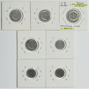 Zestaw, DESTRUKT, 10-50 groszy i 1 złoty (7 szt.)