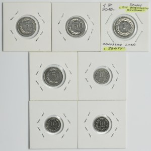 Zestaw, DESTRUKT, 10-50 groszy i 1 złoty (7 szt.)
