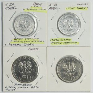 Zestaw, DESTRUKT, 1 złoty, 50 złotych i 500 złotych (4 szt.)