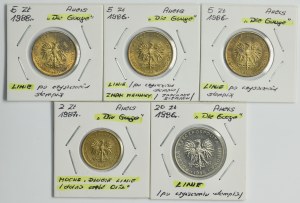Zestaw, DESTRUKT, 2 złote, 5 złotych i 20 złotych (5 szt.)