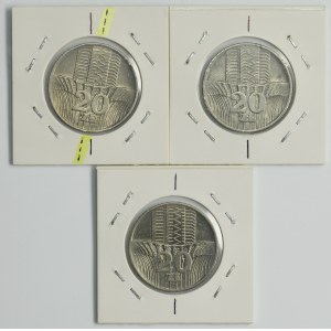 Zestaw, DESTRUKT, 20 złotych 1973 i 1974 (3 szt.)