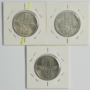 Zestaw, DESTRUKT, 20 złotych 1973 i 1974 (3 szt.)