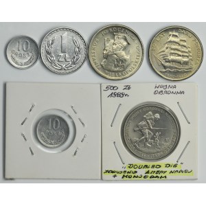 Zestaw, DESTRUKT, 10 groszy, 1 złoty, 20 złotych, 100 złotych i 500 złotych (6 szt.)