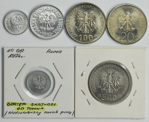 Zestaw, DESTRUKT, 10 groszy, 1 złoty, 20 złotych, 100 złotych i 500 złotych (6 szt.)