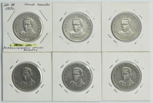 Zestaw, DESTRUKT, 20 złotych 1974-1976 (6 szt.)