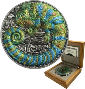 Niue, Elizabeth II, 5 Dollars Warsaw 2023 - Chameleon